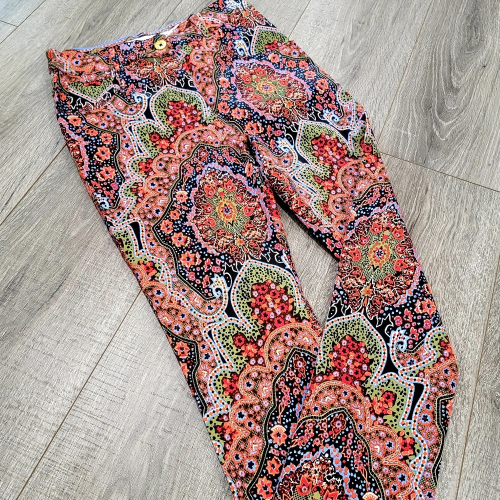 NEW Gretchen Scott GripeLess Cotton Spandex Jeans - Pleasantly Paisley